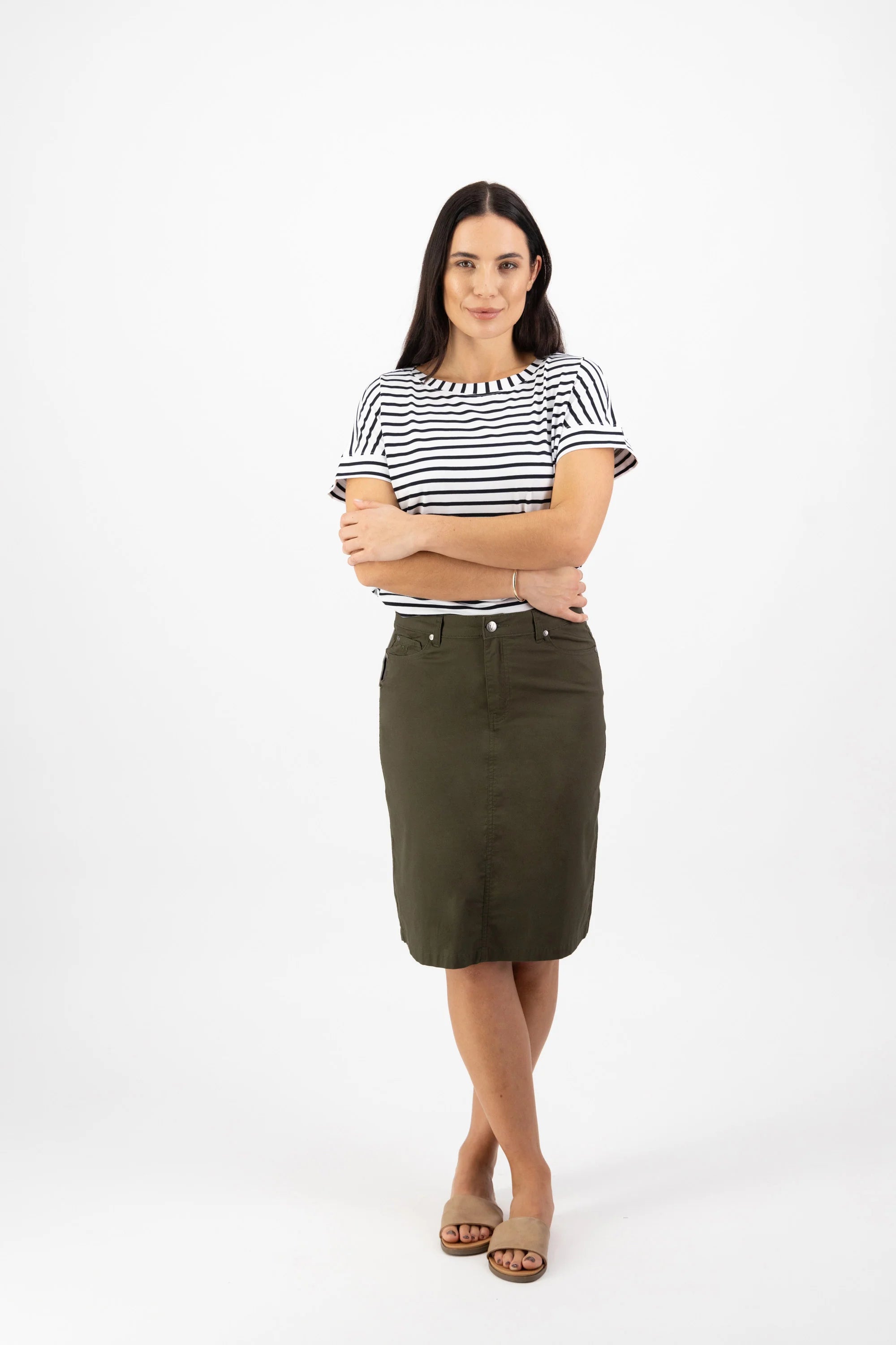 Vassalli Poplin Skirt belted skirt waist