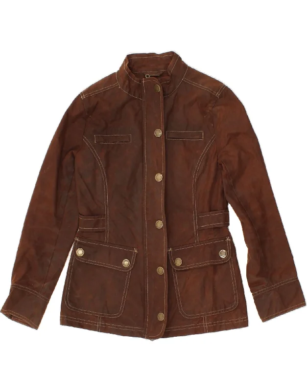 BODEN Womens Waxed Cotton Jacket UK 8 Small  Brown Bomber Jacket Anorak Windbreaker