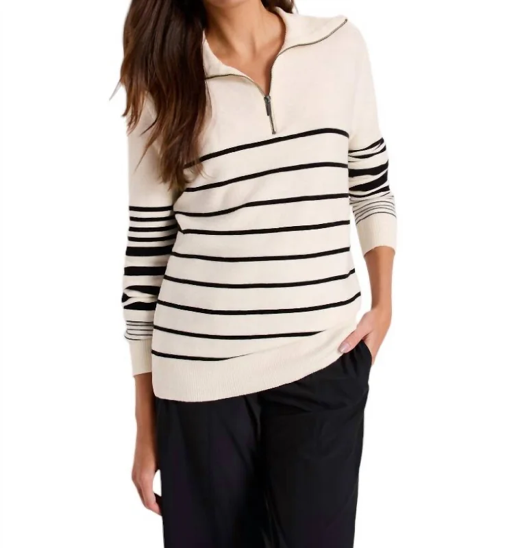 Easy Stripe Sweater In White Multi Anti-Pilling Anti-Shrink Durable