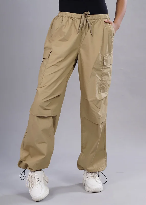 Parachute Pants For Women - Khaki Comfortable Wide-Leg Pants