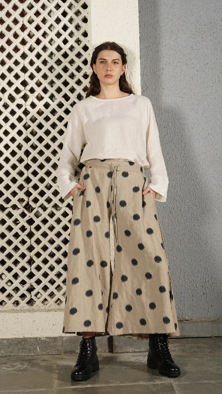 Mary Linen Blend Pant in Latte Trendy High-Waist Trousers