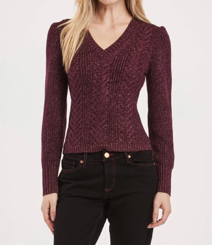 Thalia Sweater In Blackberry Open Front Closed Front Wrap Front