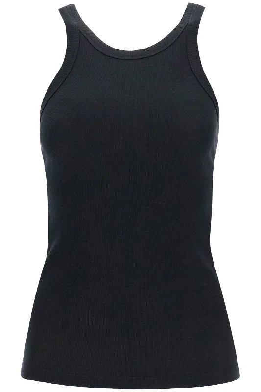 curved rib tank top 211 437 772 BLACK cutout tank top