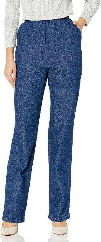 Chic Classic Collection Women's Cotton Pull-on Pant with Elastic Waist Trendy Work Pants