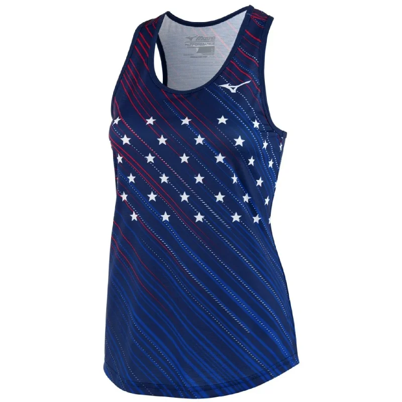 Women's Mizuno Printable USA Tank teal tank top