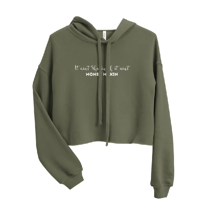 It Ain't Shaken Olive Crop Hoodie Hoodie with Mesh Breathable Sporty