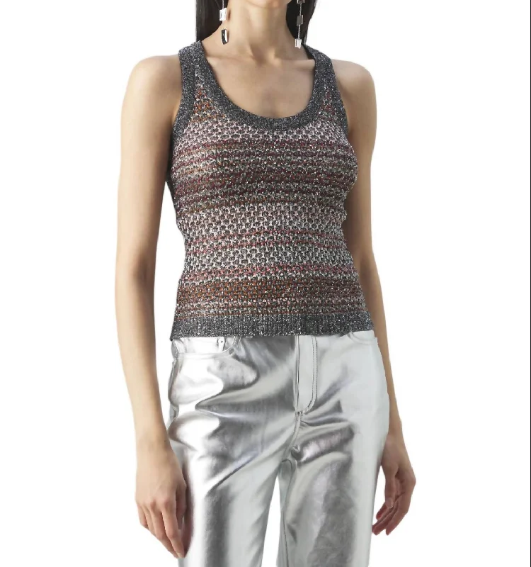 Scoop Neck Tank Top In Multi sheer tank top