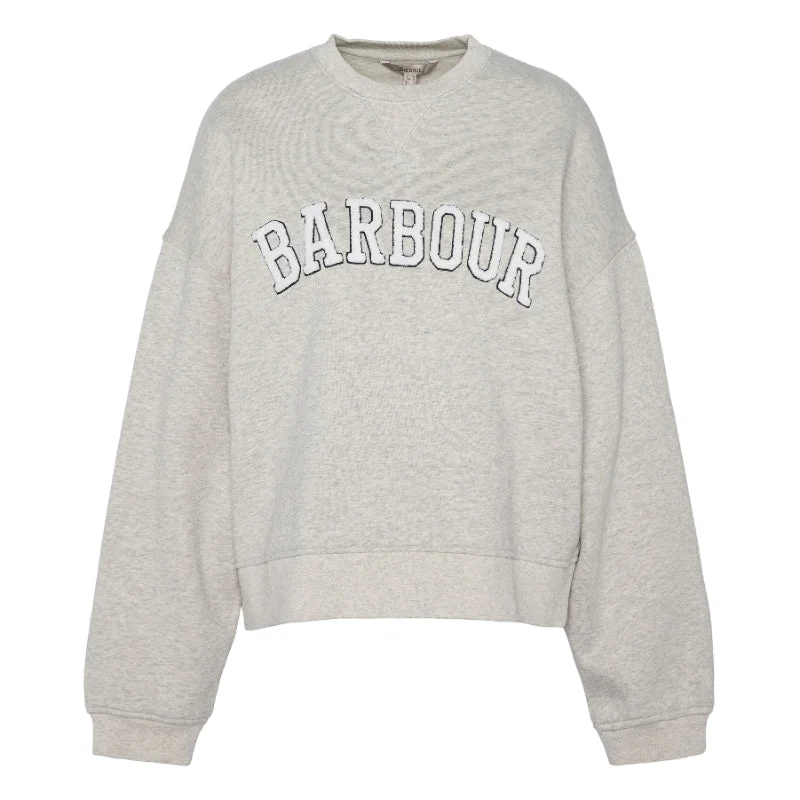 Barbour Silverdale Ladies Sweatshirt - Cloud Marl Hoodie with Half-Zip Sporty Casual Barbour Silverdale Ladies Sweatshirt - Cloud Marl Hoodie with Half-Zip Sporty Casual