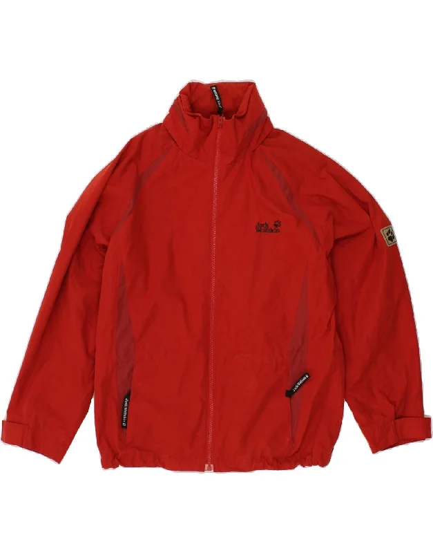 JACK WOLFSKIN Womens Hooded Windbreaker Jacket UK 10 Small Red Polyester Denim Fabric Leather Fabric Suede Fabric JACK WOLFSKIN Womens Hooded Windbreaker Jacket UK 10 Small Red Polyester Denim Fabric Leather Fabric Suede Fabric