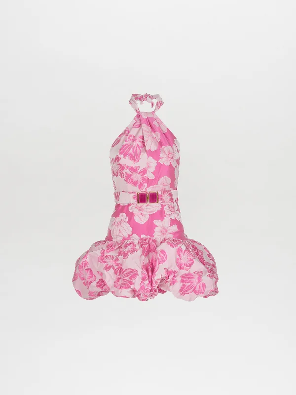 Rea Dress Magenta Floral Tunics stripes playful