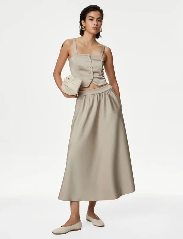 Satin Midaxi Circle Skirt maxi skirt elegant