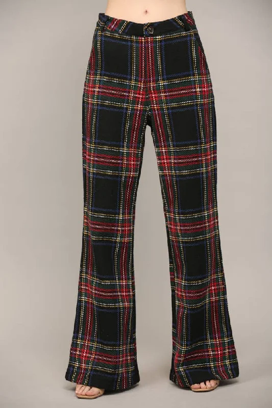 Tartan Plaid Wide Leg Pant Modern Skinny Pants