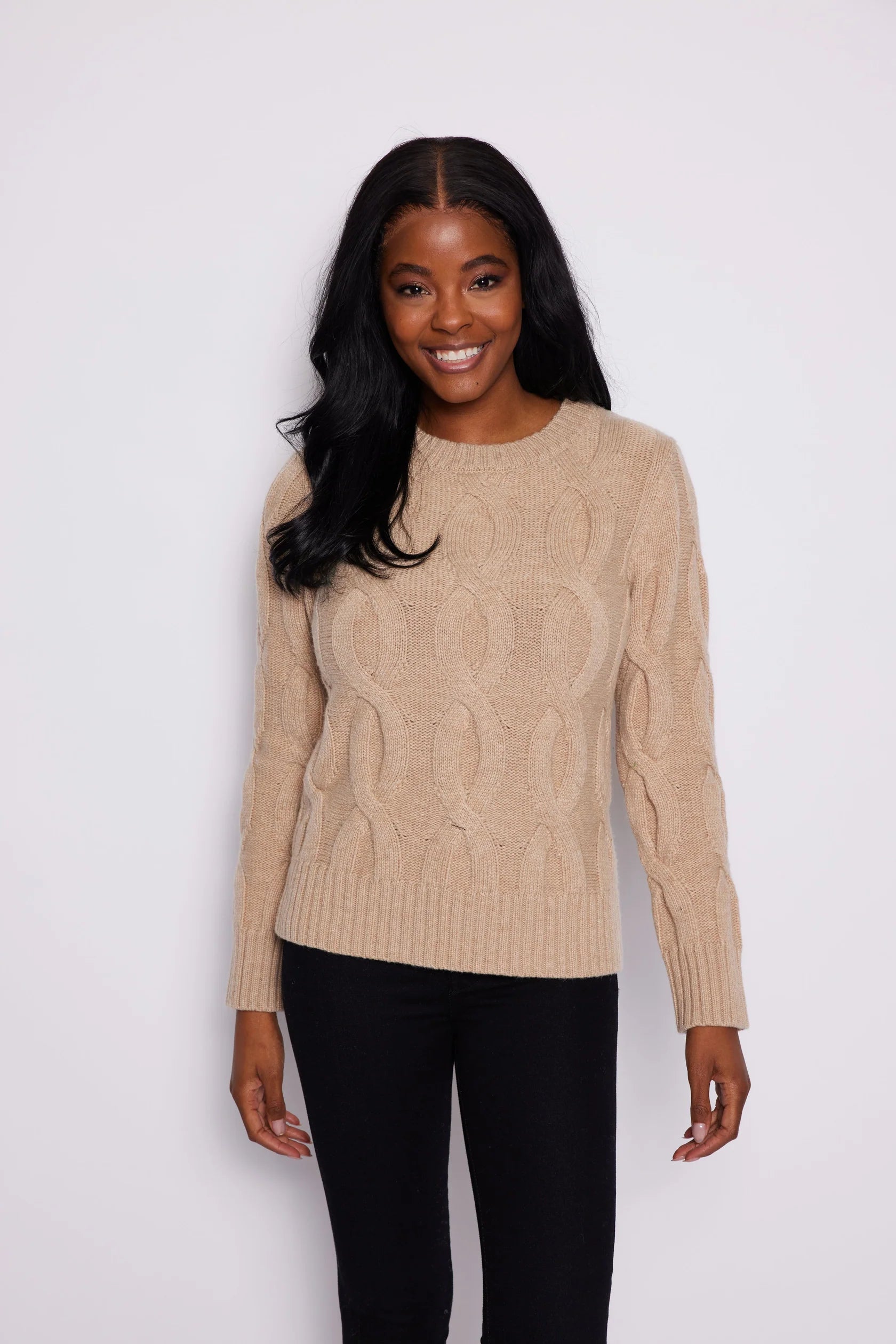 Camel Cableknit Sweater Modern Contemporary Chic