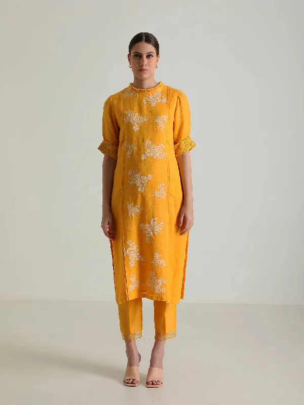 Mustard Tunic & Silk Chanderi Pants With Dupatta Stylish Harem Pants