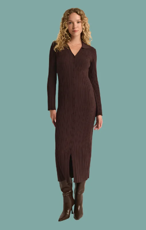 Dainty Sweater Midi Dress Front Pockets Side Pockets Patch Pockets