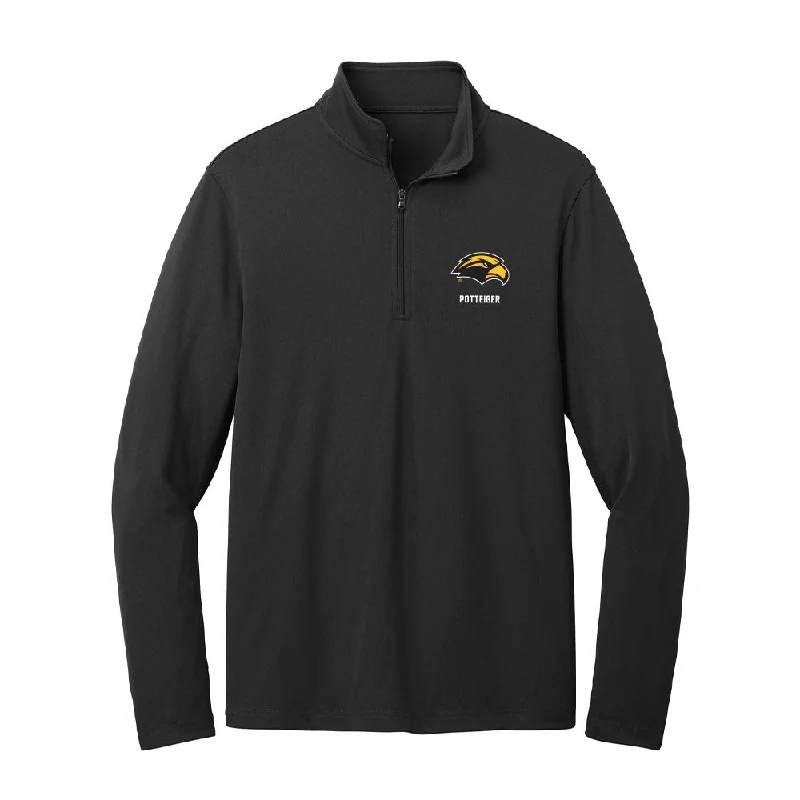 Southern Miss - NCAA Women's Soccer : Rhiley Potteiger - Lightweight Quarter Zip Jacket Oversized Jacket Tailored Jacket Straight Jacket