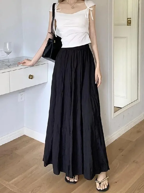 Summer Maxi Skirt Womens Casual Elastic High Waist Pleated A-line Skirts Streetwear Elegant Classic Skirt Female Clothing 3XL S4566503 lace skirt romantic Summer Maxi Skirt Womens Casual Elastic High Waist Pleated A-line Skirts Streetwear Elegant Classic Skirt Female Clothing 3XL S4566503 lace skirt romantic