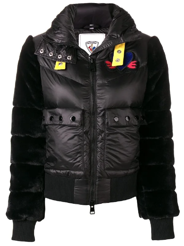 panelled puffer jacket Satin Fabric Silk Fabric Chiffon Fabric