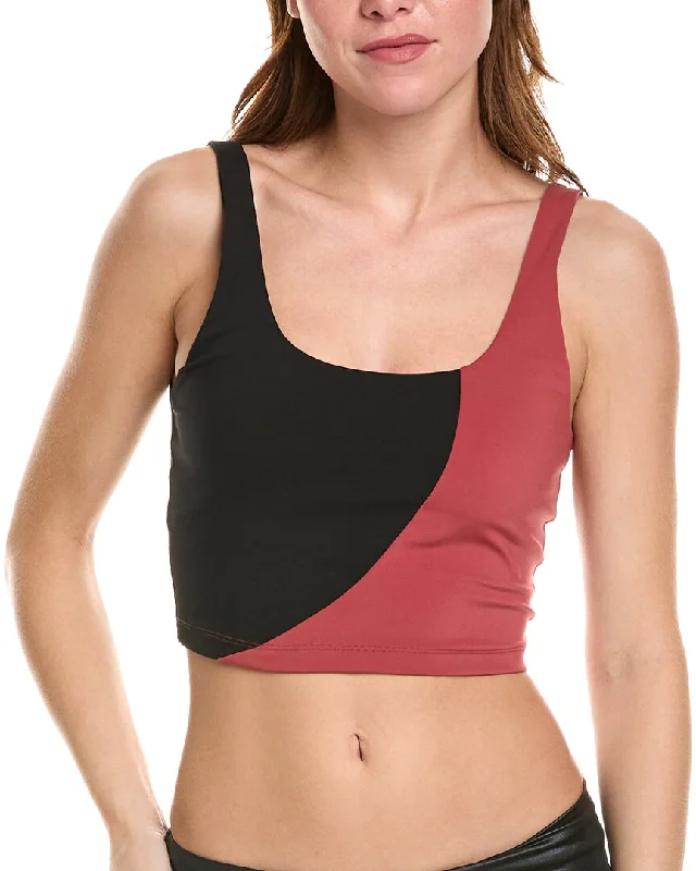 Spiritual Gangster Indie Colorblocked Crop Tank charcoal tank top
