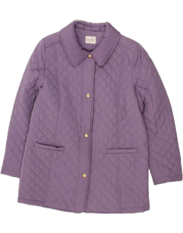 EASTEX Womens Quilted Jacket UK 16 Large Purple Boat Neck Shawl Collar Notched Collar EASTEX Womens Quilted Jacket UK 16 Large Purple Boat Neck Shawl Collar Notched Collar
