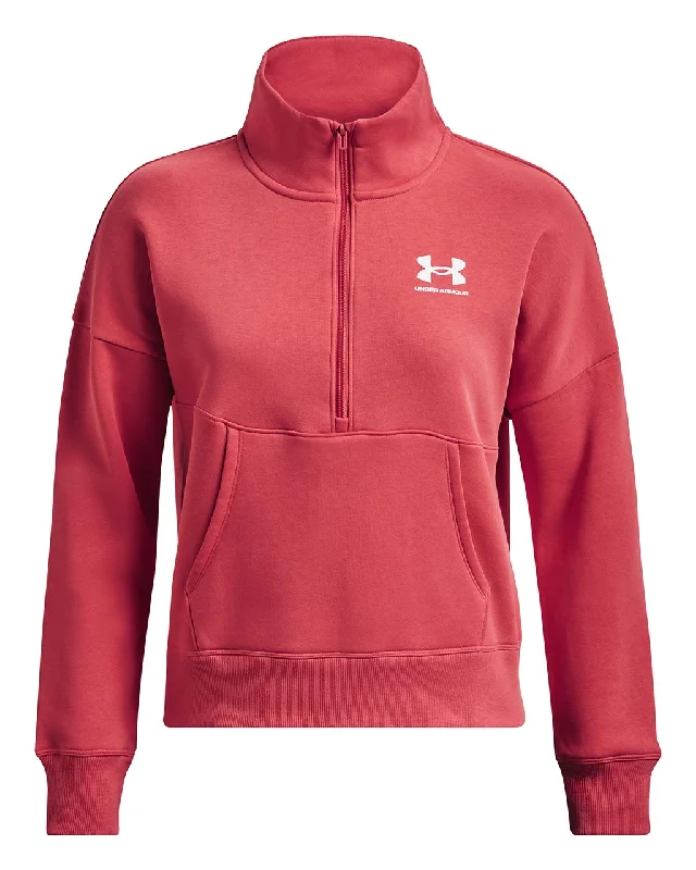 Under Armour Womens Rival Fleece 1/2 Zip Jacket Denim Fabric Leather Fabric Suede Fabric