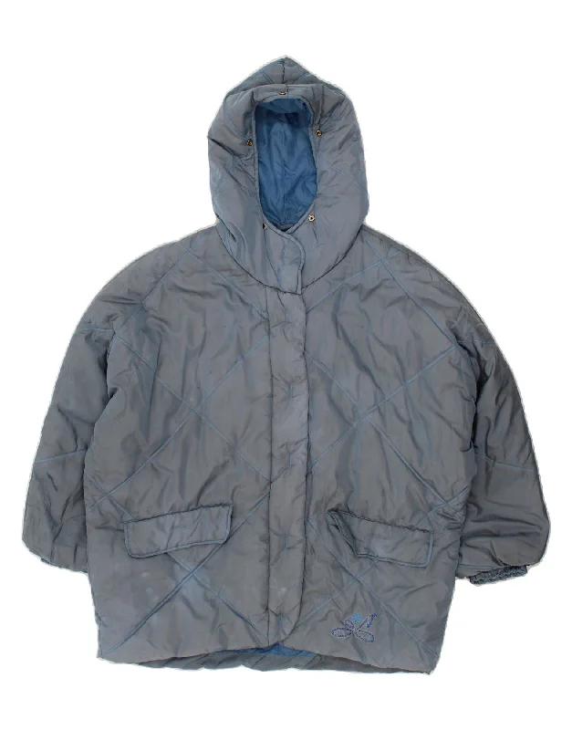 NORDICA Womens Hooded Padded Jacket IT 46 Large Blue Polyamide Plaid Jacket Tartan Jacket Houndstooth Jacket NORDICA Womens Hooded Padded Jacket IT 46 Large Blue Polyamide Plaid Jacket Tartan Jacket Houndstooth Jacket