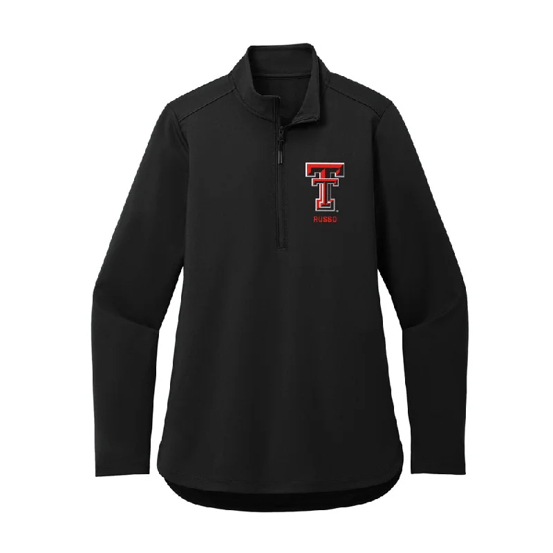 Texas Tech - NCAA Women's Soccer : Logan Russo - Women's Premium Quarter Zip Jacket Boat Neck Shawl Collar Notched Collar