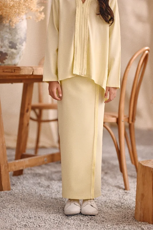 The Bayu Back Pleats Skirt - Baby Yellow chiffon skirt airy