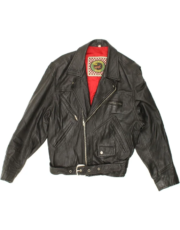 VINTAGE Womens Leather Biker Jacket IT 46 Large Black Herringbone Jacket Houndstooth Jacket Plaid Jacket VINTAGE Womens Leather Biker Jacket IT 46 Large Black Herringbone Jacket Houndstooth Jacket Plaid Jacket