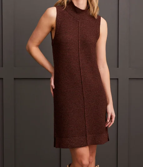Tribal Marsala Sleeveless Sweater Dress Print Jacquard Patchwork