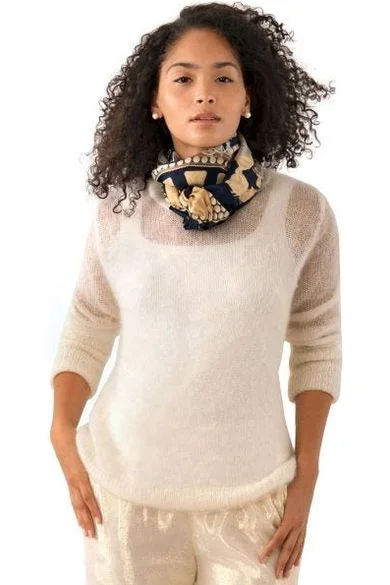 Winter White Mohair Sweater Collared Crew Neck Turtle Neck