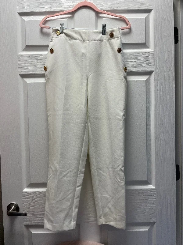 Zara White Dress Pants Sz M Relaxed High-Waist Trousers
