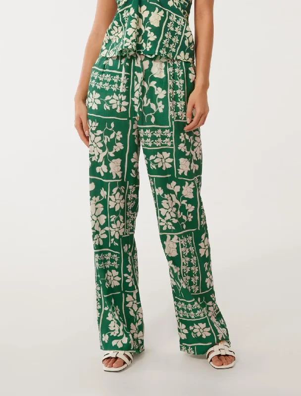 Fallon Printed Wide-Leg Pants Fashionable Jogger Pants