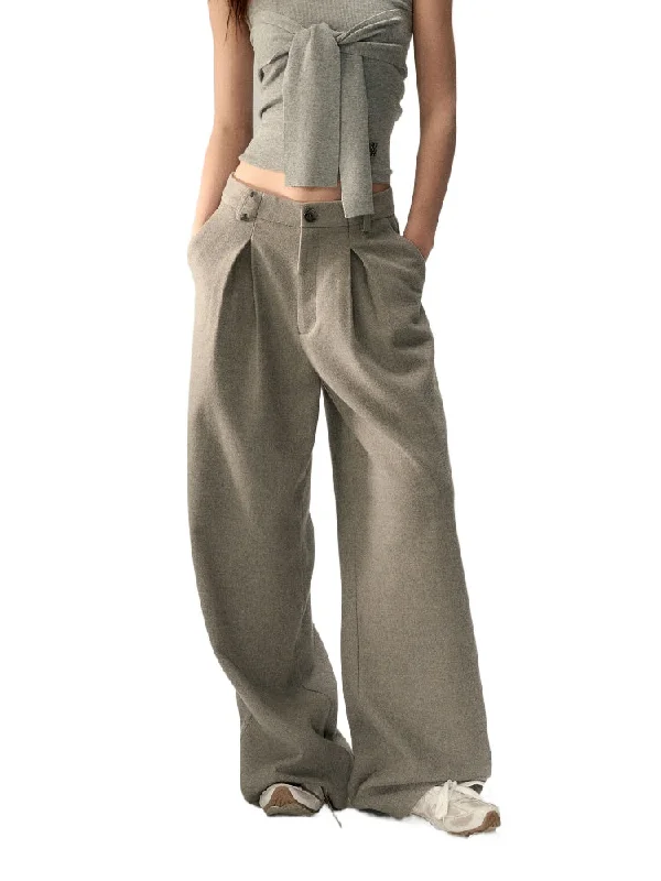 Extra-Long Thick Wool Tailored Pants Relaxed Lounge Trousers