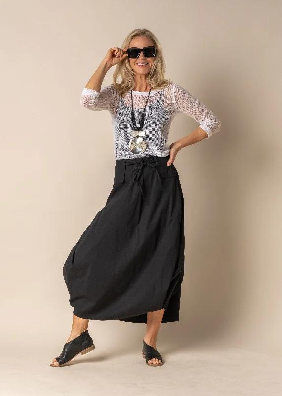 Ada Cotton Skirt in Onyx spandex blend skirt