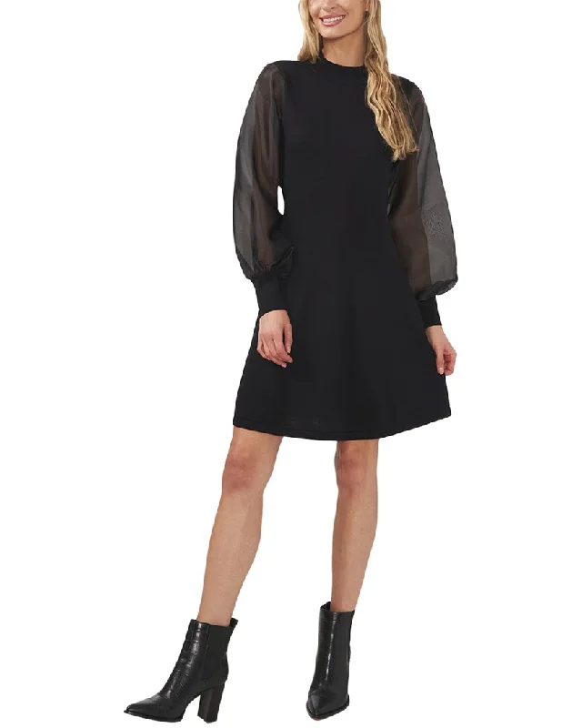 Cece Organza Sleeve Fit And Flare Sweater Dress Soft Cozy Warm