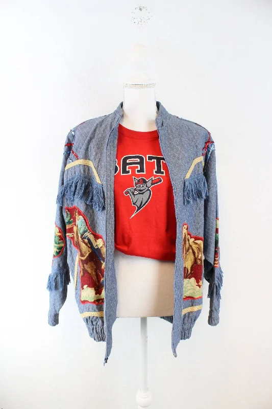 Vintage Stitches Camel Denim Jeans Jacket (L) Faux Fur Fabric Real Fur Fabric Shearling Fabric