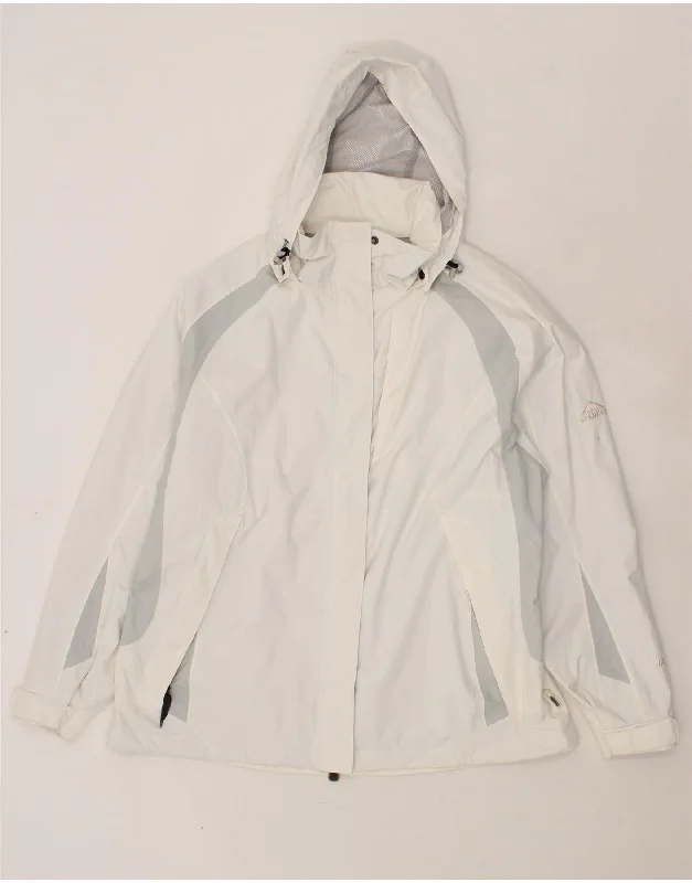 MCKINLEY Womens Hooded Rain Jacket UK 18 XL White Colourblock Polyamide Print Jacket Jacquard Jacket Patchwork Jacket MCKINLEY Womens Hooded Rain Jacket UK 18 XL White Colourblock Polyamide Print Jacket Jacquard Jacket Patchwork Jacket