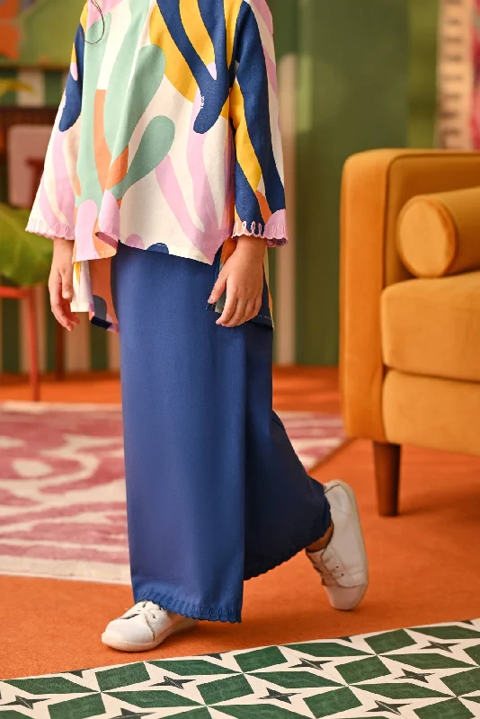 The Rasa Cinta Folded Skirt - Steel Blue high slit skirt