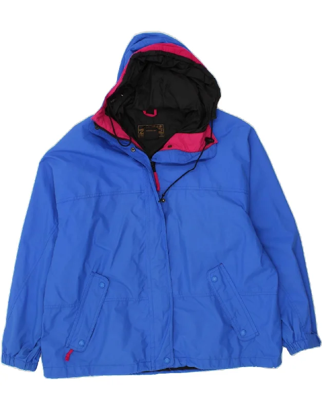 EDDIE BAUER Womens Hooded Windbreaker Jacket UK 18 XL Blue Nylon Jacket Blazer Coat