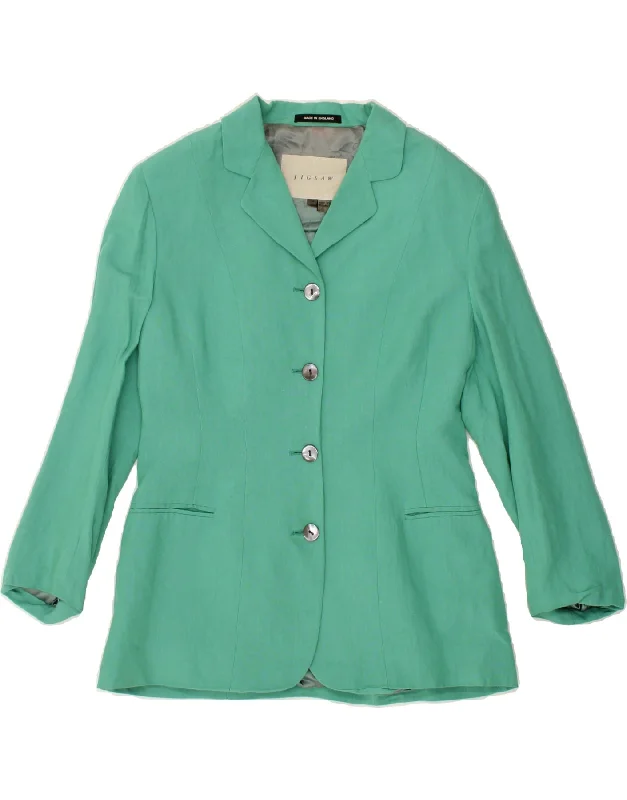JIGSAW Womens 4 Button Blazer Jacket UK 14 Medium Green Hoodie Zip-Up Jacket Button-Up Jacket JIGSAW Womens 4 Button Blazer Jacket UK 14 Medium Green Hoodie Zip-Up Jacket Button-Up Jacket