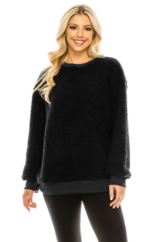 Haute Edition Pullover Crewneck Sherpa Fleece Sweatshirt Hoodie with Full-Zip Functional Layering Haute Edition Pullover Crewneck Sherpa Fleece Sweatshirt Hoodie with Full-Zip Functional Layering