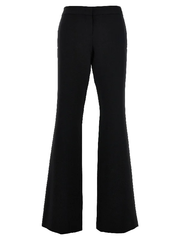 Crepe Flared Pants Relaxed High-Waist Trousers