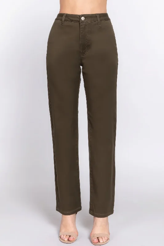 Straight Fit Twill Long Pants Comfortable Jogging Pants