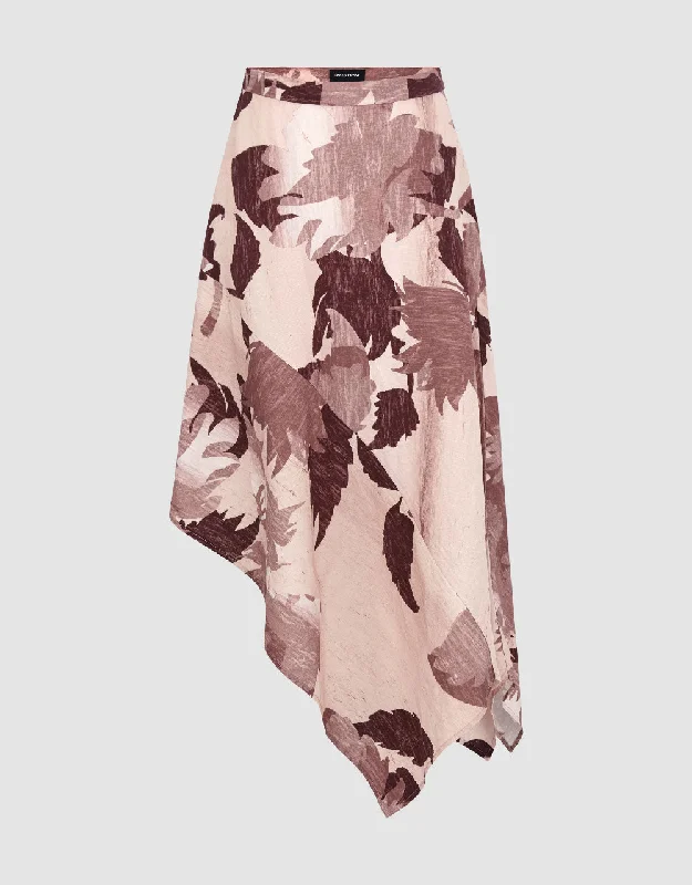 Floral Midi A-Line Skirt leather skirt modern