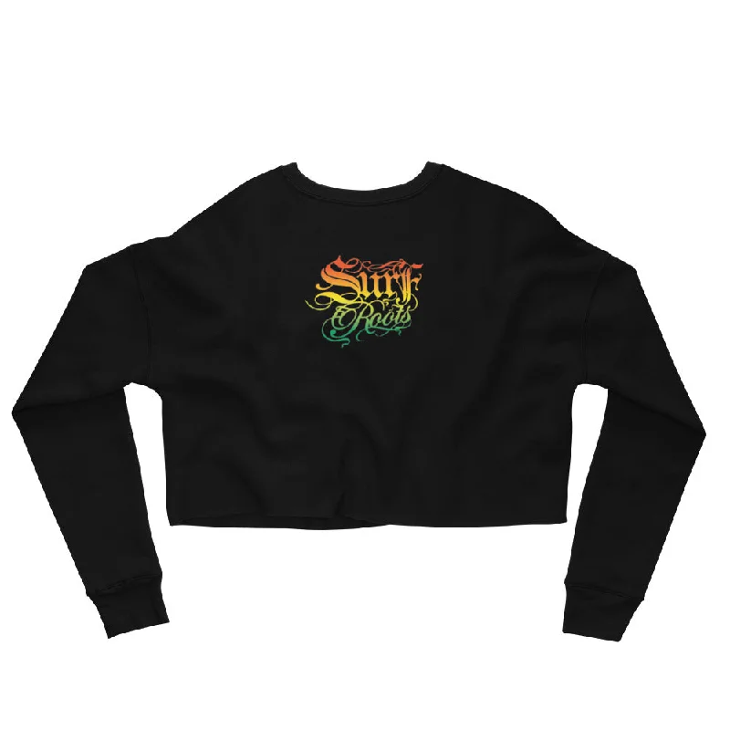 Surf Roots OG Crop Sweatshirt Hoodie with Ribbed Hem Stretchable Secure