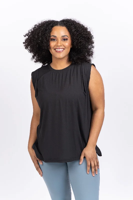 Varley Calgary Boxy Tank Black activewear tank top