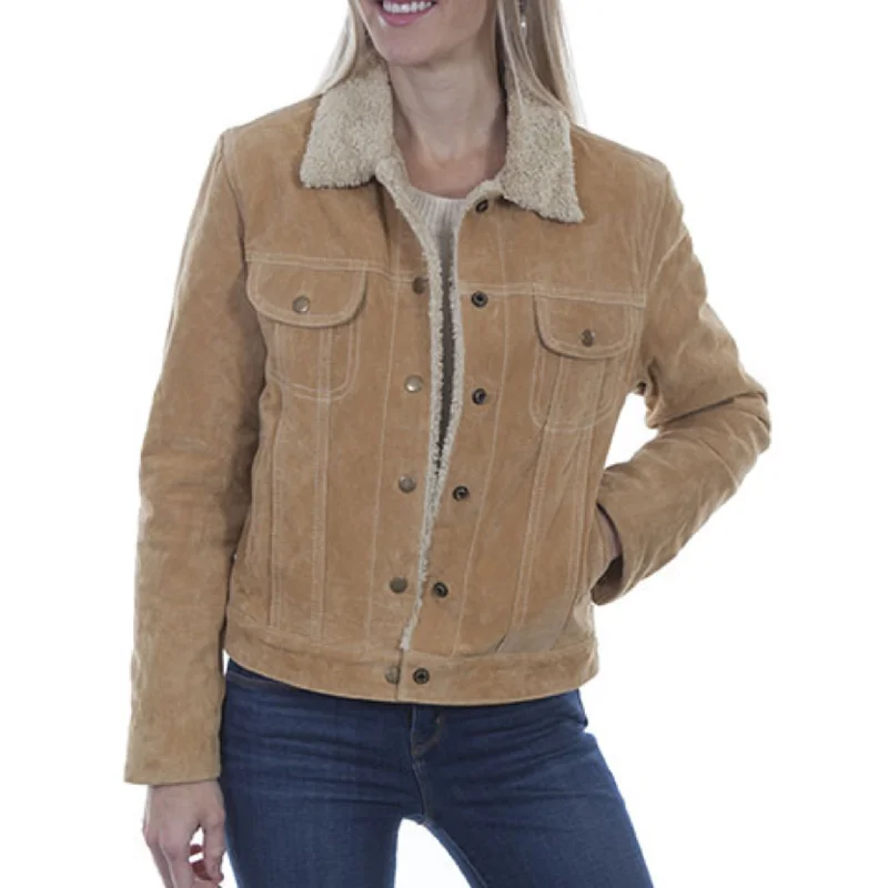 SCULLY WOMEN'S FUX SHEARLING JACKET - L1019 Zip Front Button Front Snap Front