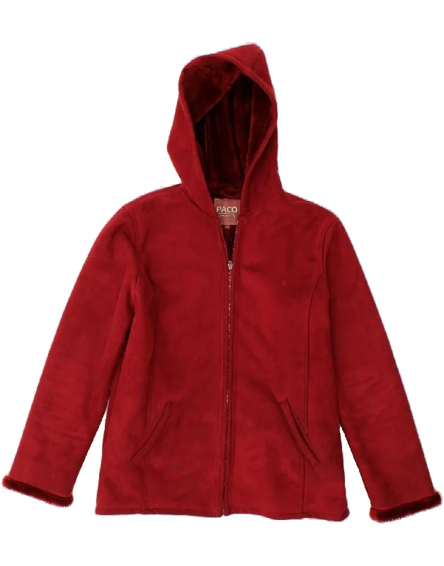 PACO Womens Hooded Sherpa Jacket UK 10 Small Burgundy Polyester Trench Coat Raincoat Waterproof Jacket PACO Womens Hooded Sherpa Jacket UK 10 Small Burgundy Polyester Trench Coat Raincoat Waterproof Jacket