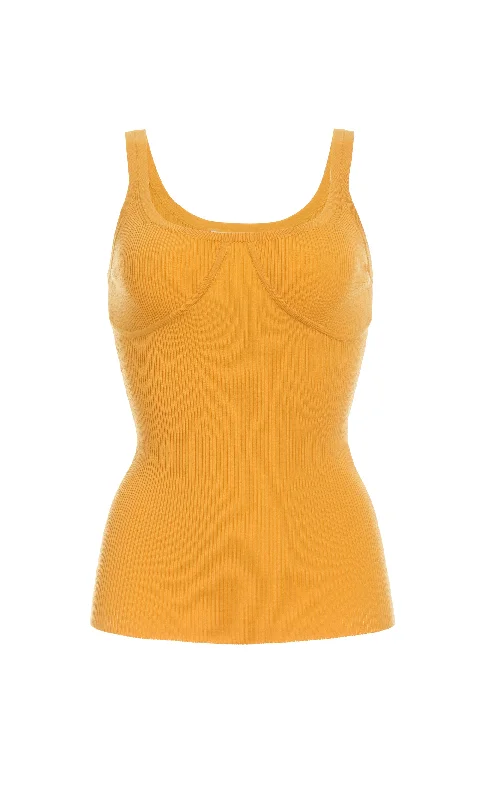Aurora Knit Tank Top in Yellow Merino Wool gym tank top
